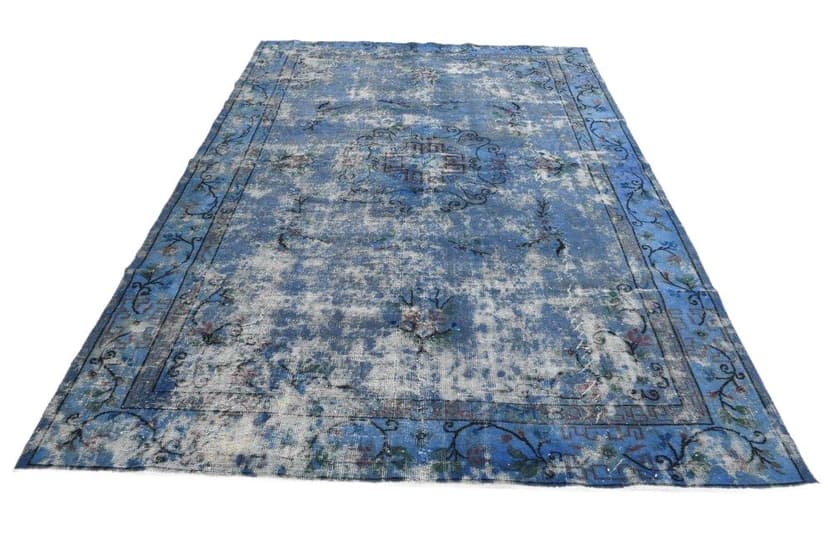 Dywan 307x214 cm, niebieski, wełna, Turcja, lata 60.
