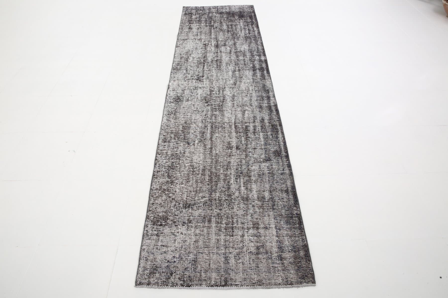 Chodnik 81x306 cm, szary, czarny, wełna, Turcja, lata 50. - 220903