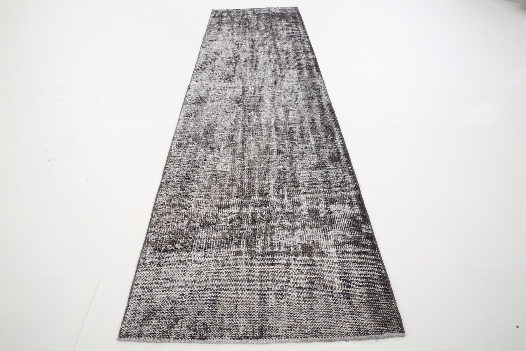 Chodnik 81x306 cm, szary, czarny, wełna, Turcja, lata 50. - 220905