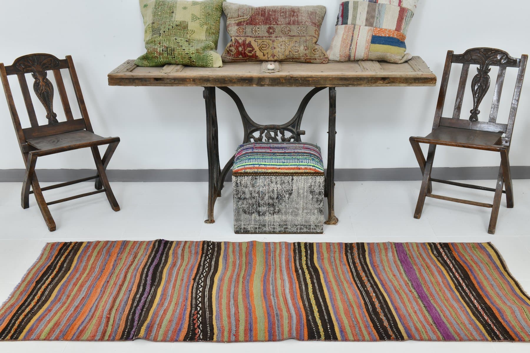 Chodnik kilim 226x77 cm, czerwony, wełna, Turcja, lata 70. - 220835