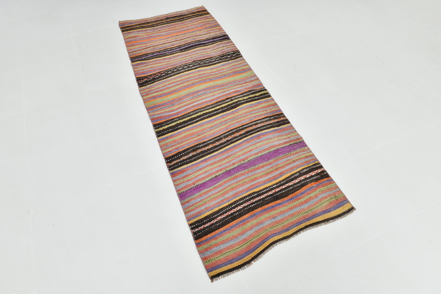 Chodnik kilim 226x77 cm, czerwony, wełna, Turcja, lata 70. - 220840