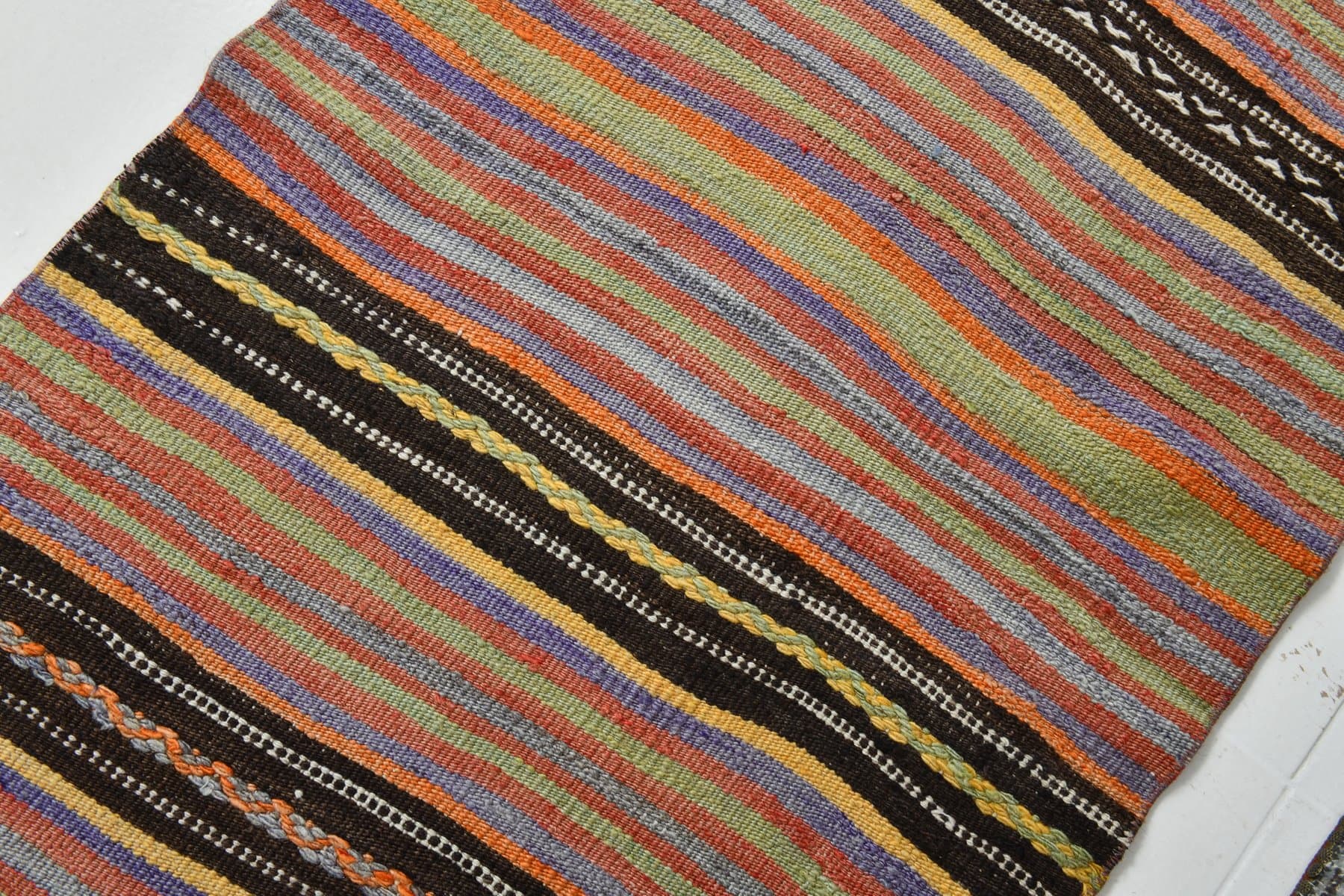 Chodnik kilim 226x77 cm, czerwony, wełna, Turcja, lata 70. - 220841