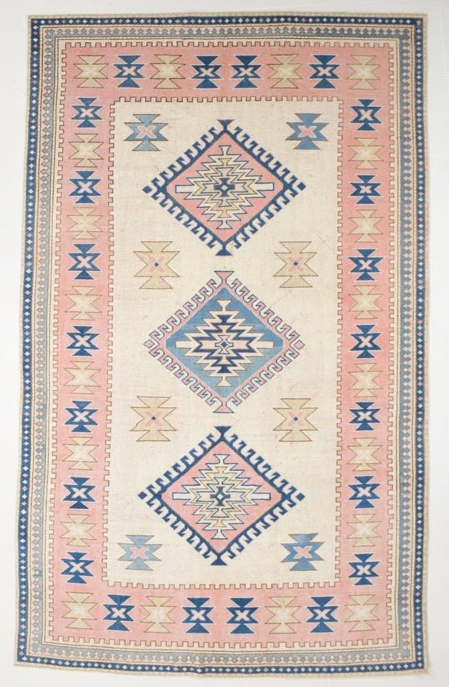 Dywan 332x203 cm, niebieski, beżowy, wełna, Turcja, lata 60. - 221474