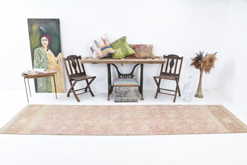 Chodnik 371x92 cm, beżowy, wełna, Turcja, lata 60. - 221949