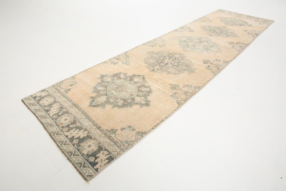 Chodnik 327x89 cm, beżowy, wełna, Turcja, lata 60. - 221944