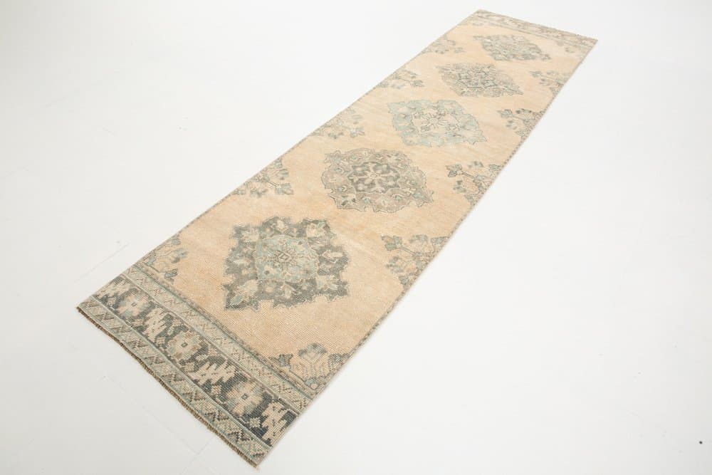 Chodnik 327x89 cm, beżowy, wełna, Turcja, lata 60. - 221940