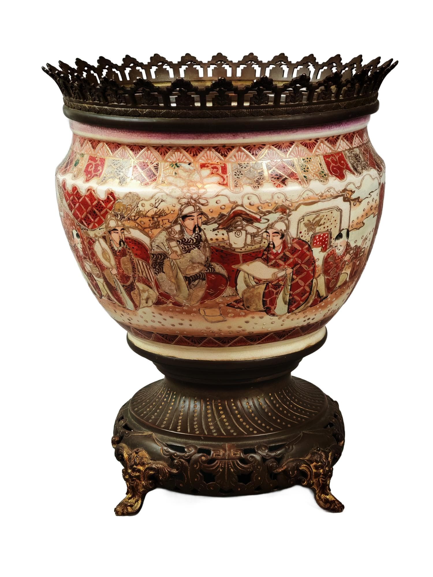 Jardiniere Vase Satsuma, ivory white, Japan, 19th c.