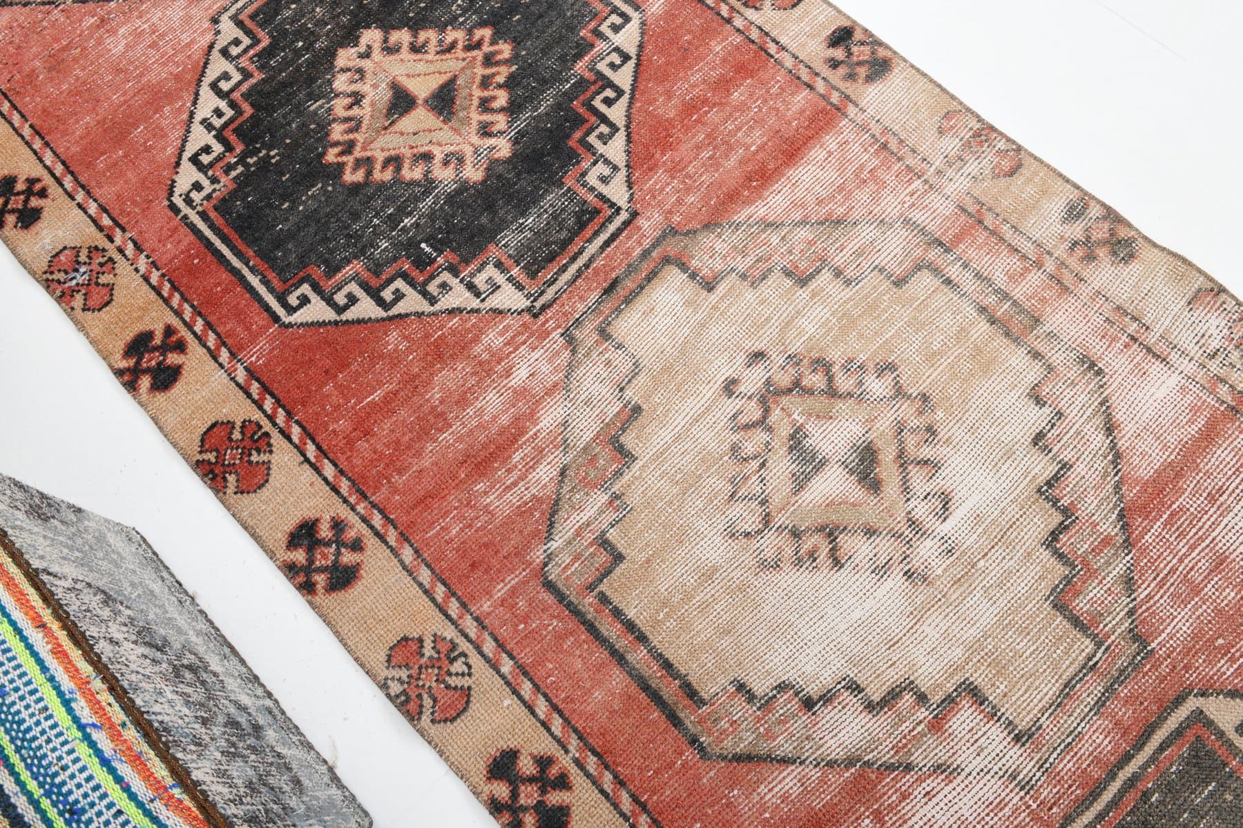 Chodnik 398x97 cm, brązowy, wełna, Turcja, lata 60. - 221864