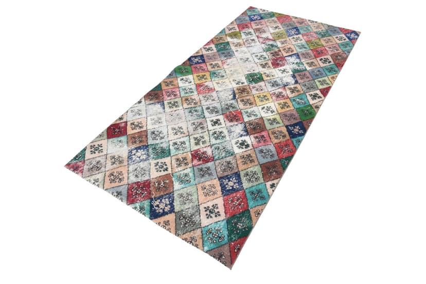 Dywan 239x114 cm, niebieski, wełna, Turcja, lata 70.