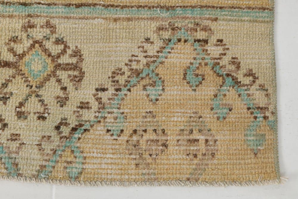 Chodnik 289x80 cm, beżowy, turkusowy, wełna, Turcja, lata 70. - 221765