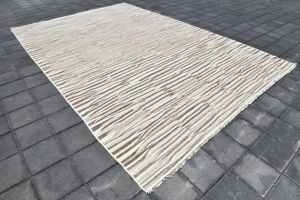 Kilim 418x285 cm, beżowy, brązowy, wełna, Turcja, lata 70. - 221745