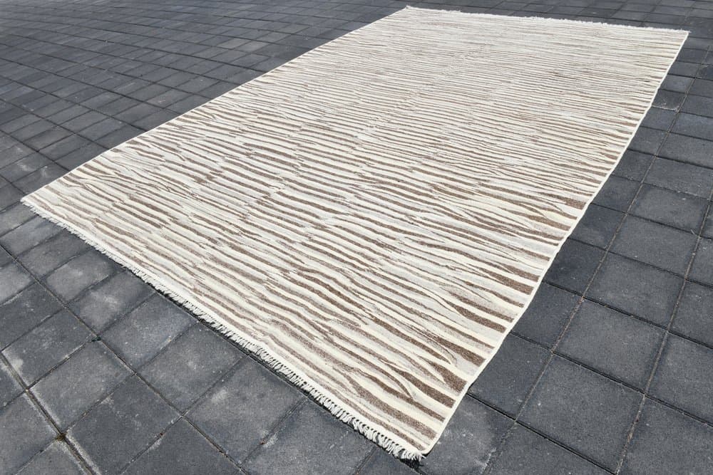 Kilim 418x285 cm, beżowy, brązowy, wełna, Turcja, lata 70. - 221747