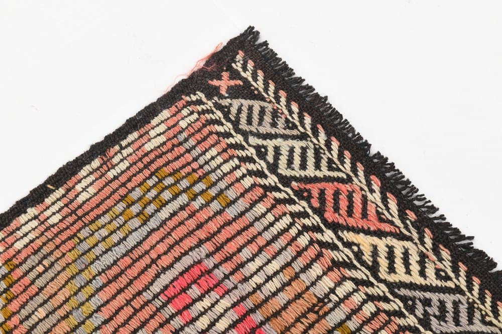 Kilim 290x182 cm, brązowy, czarny, wełna, Turcja, lata 60. - 221727