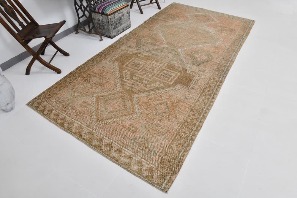 Dywan 156x322 cm, brązowy, wełna, Turcja, lata 60. - 221651