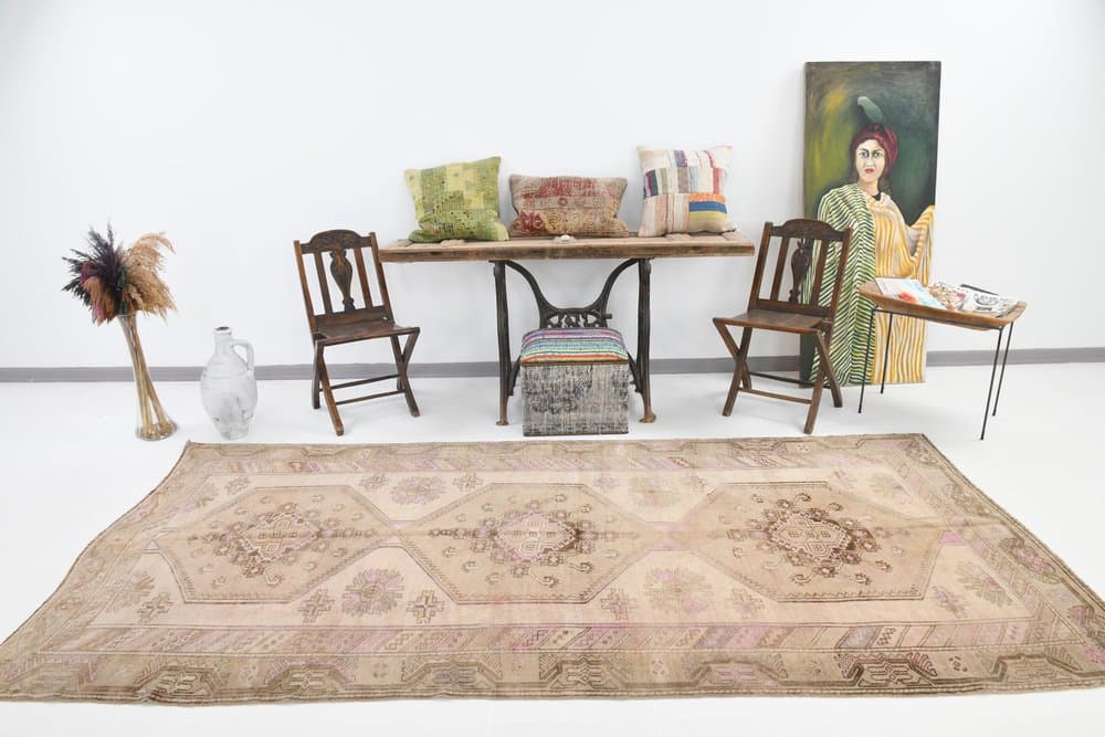 Dywan 320x149 cm, beżowy, wełna, Turcja, lata 60. - 221638