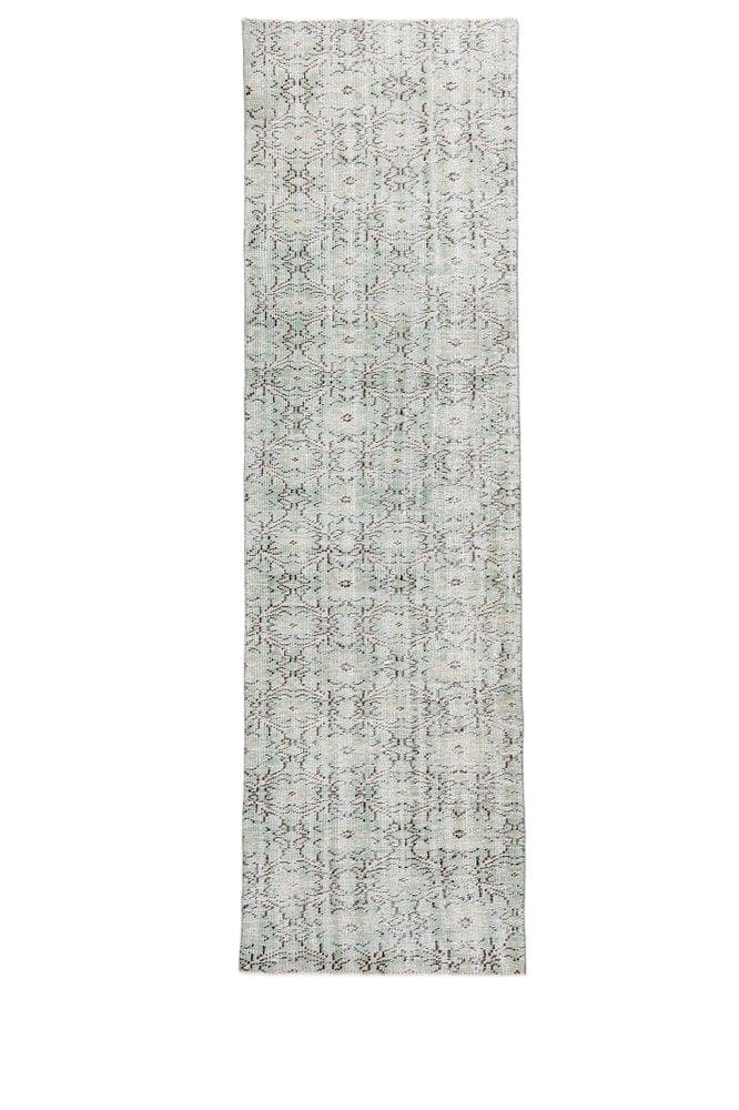 Chodnik 81x275 cm, turkusowy, beżowy, wełna, Turcja, lata 60.