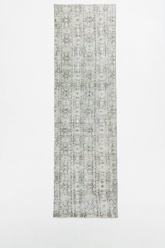 Chodnik 81x275 cm, turkusowy, beżowy, wełna, Turcja, lata 60. - 221602