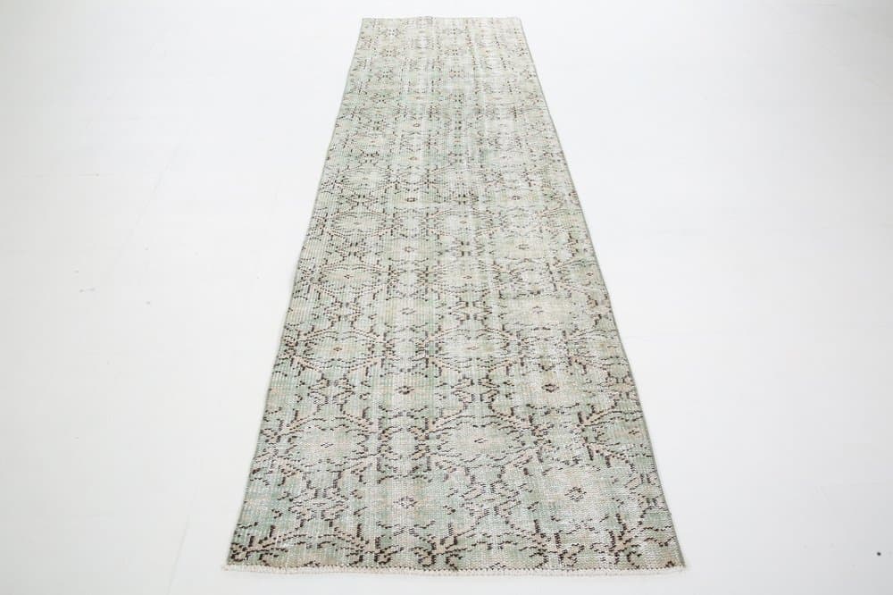 Chodnik 81x275 cm, turkusowy, beżowy, wełna, Turcja, lata 60. - 221603