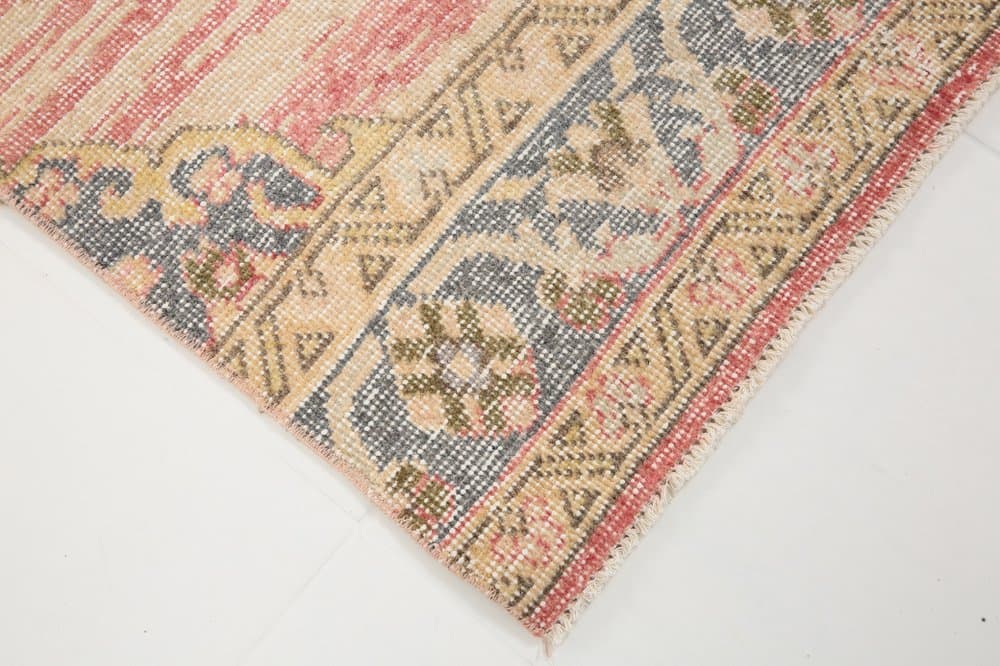 Chodnik 86x376 cm, różowy, wełna, Turcja, lata 60. - 221588