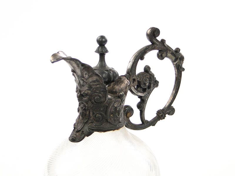 Karafka secesyjna, szkło transparentne, cyna, WMF, Niemcy, XIX w. - 221570