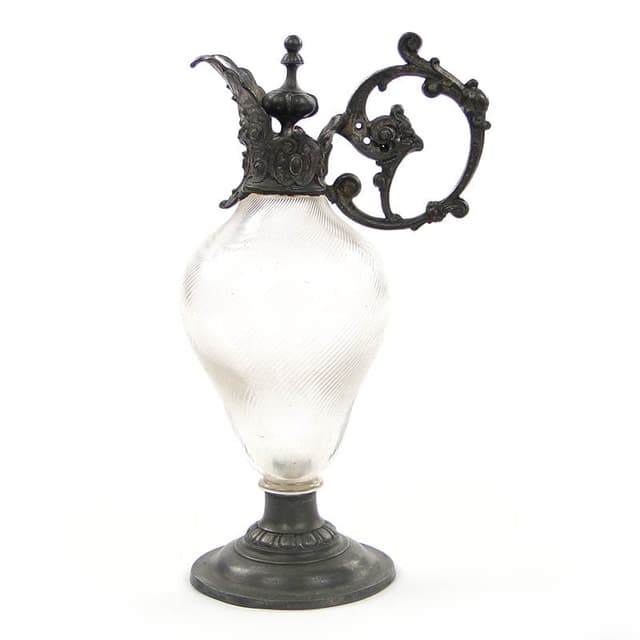 Karafka secesyjna, szkło transparentne, cyna, WMF, Niemcy, XIX w. - WYMIARY