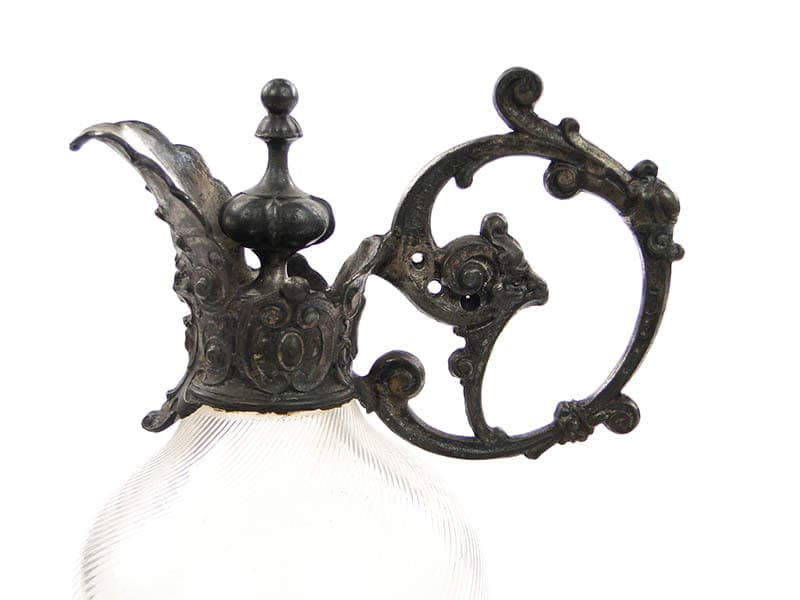 Karafka secesyjna, szkło transparentne, cyna, WMF, Niemcy, XIX w. - 221569