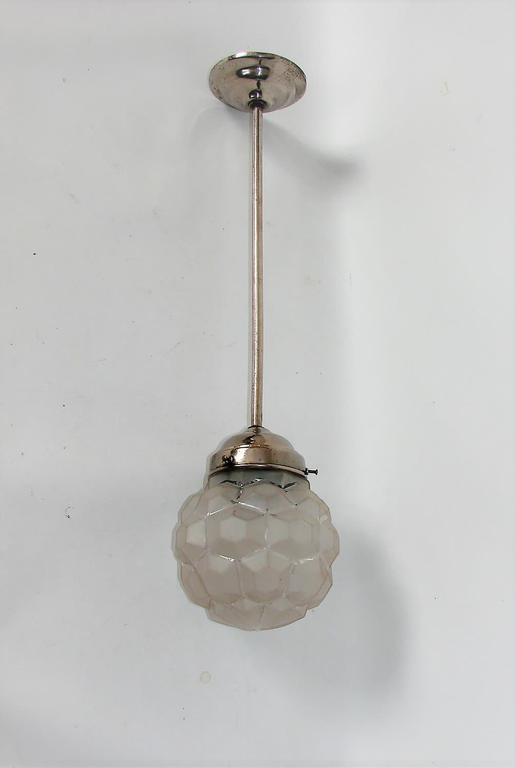 Lampa wisząca, art déco, srebrny, mosiądz, szkło, lata 30. - 222020