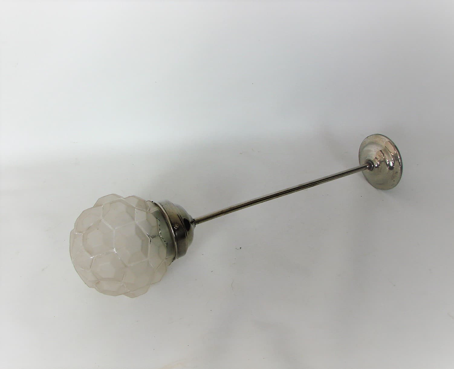 Lampa wisząca, art déco, srebrny, mosiądz, szkło, lata 30. - 222013