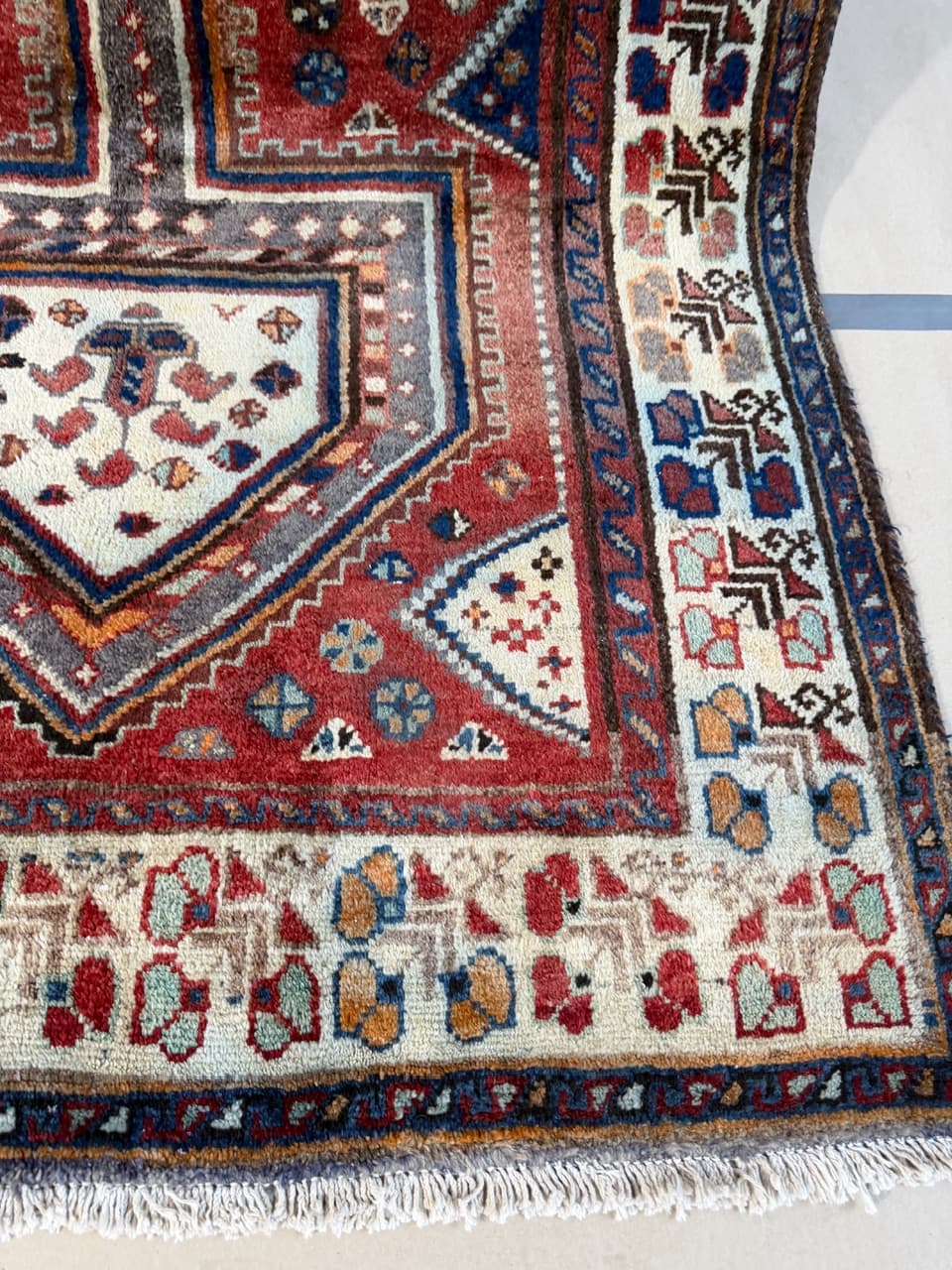 Dywan chodnik Hamadan 300x135 cm, czerwony, wełna, Iran - 222036