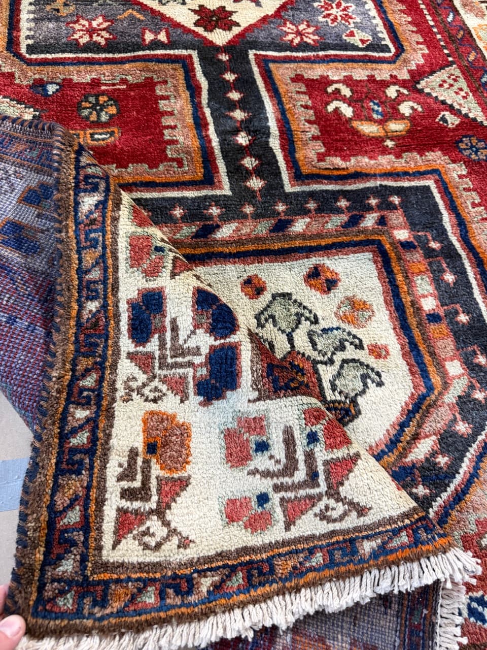 Dywan chodnik Hamadan 300x135 cm, czerwony, wełna, Iran - 222044