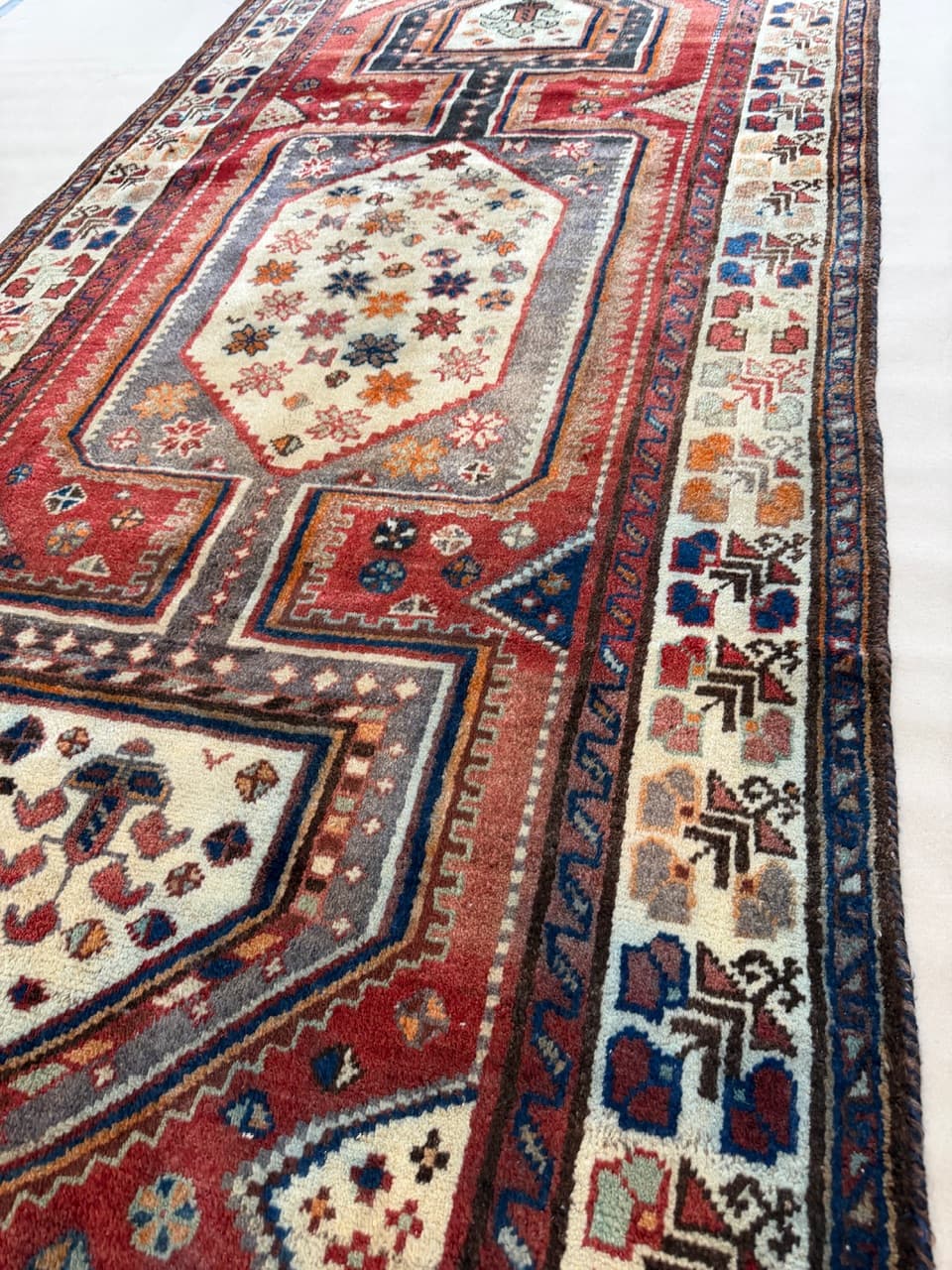 Dywan chodnik Hamadan 300x135 cm, czerwony, wełna, Iran - 222032