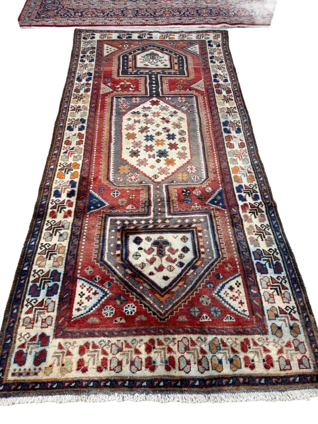 Dywan chodnik Hamadan 300x135 cm, czerwony, wełna, Iran - WYMIARY