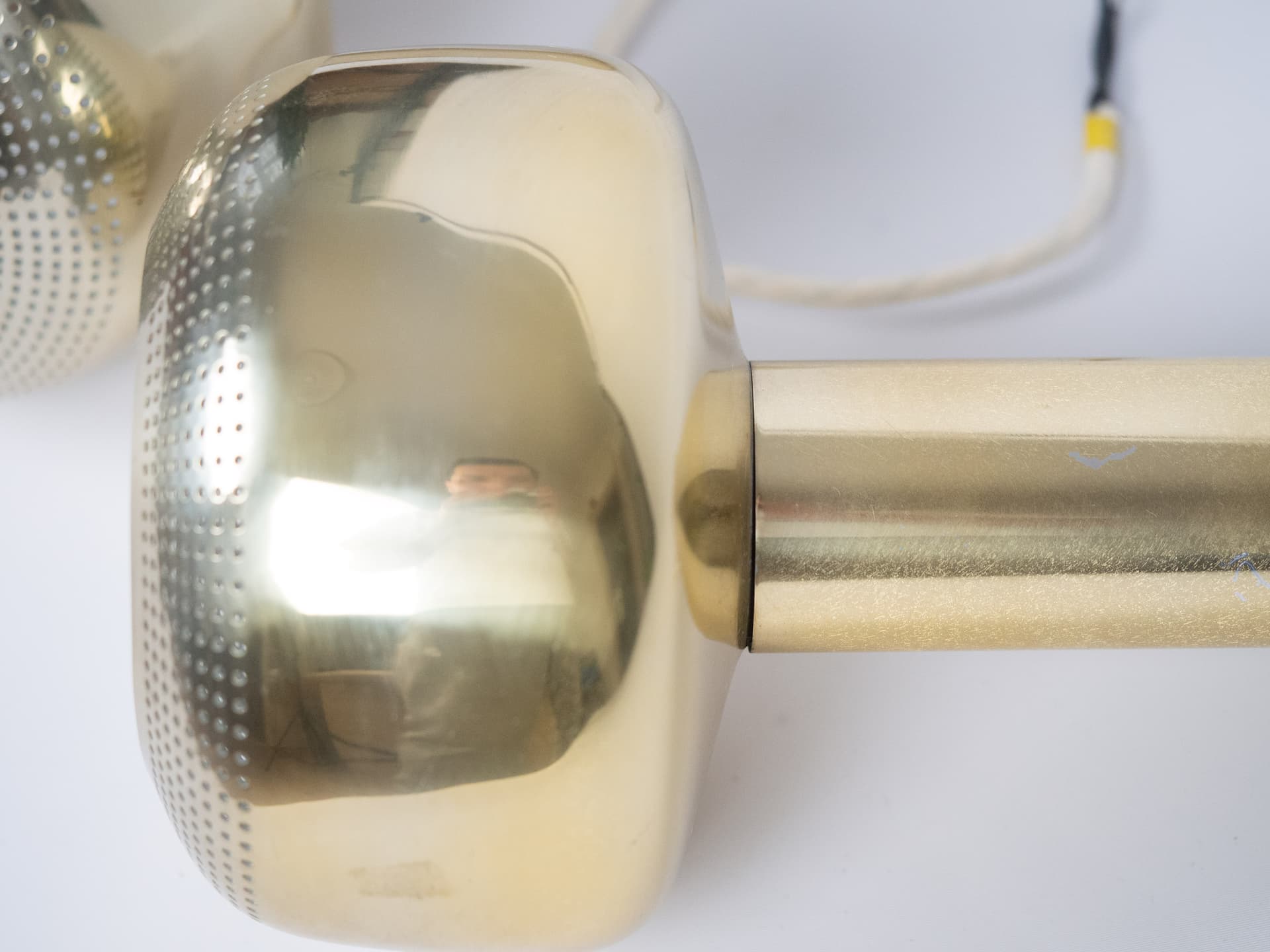 Pair of pendant lamps Vitrika, gold, metal, Vitrika, Denmark, 1980s. - 222090