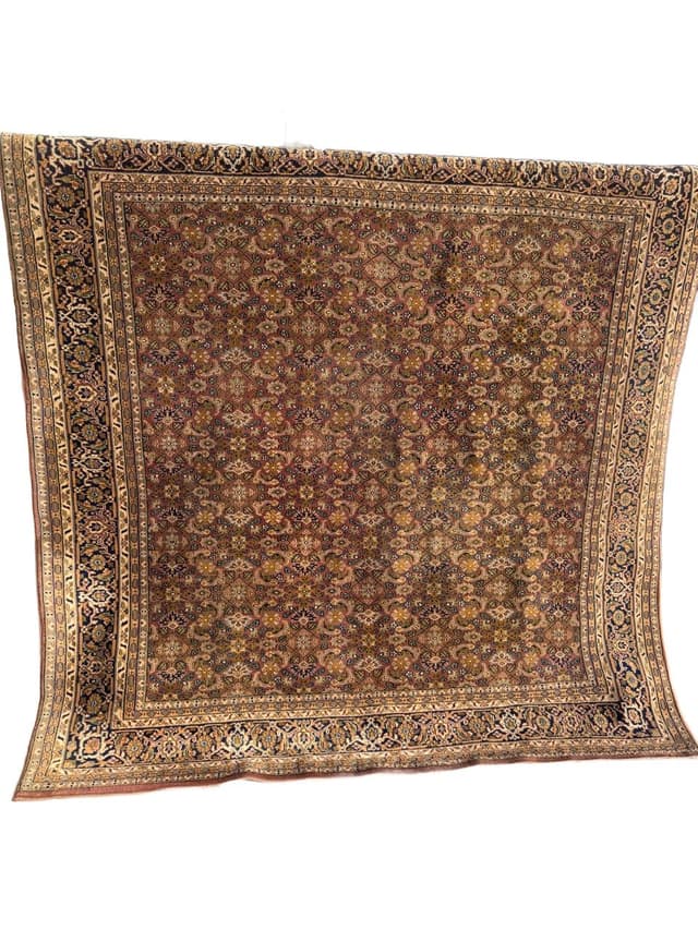 Dywan perski Indo Bidjar 230x230 cm, czerwony, wełna, Indie, lata 90. - WYMIARY