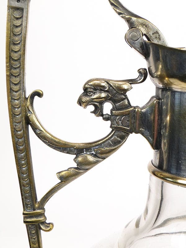 Wine jug, transparent crystal, brass, WMF, Germany, 19th c. - 222257