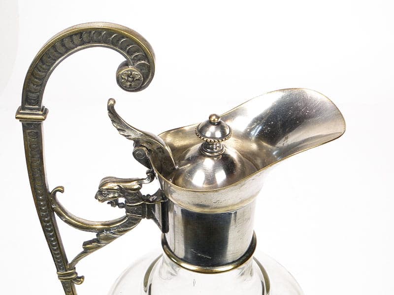 Wine jug, transparent crystal, brass, WMF, Germany, 19th c. - 222247