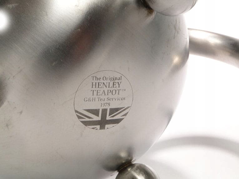 Dzbanek do herbaty, kulisty, stal nierdzewna srebrna, Wielka Brytania, lata 70. - 222345