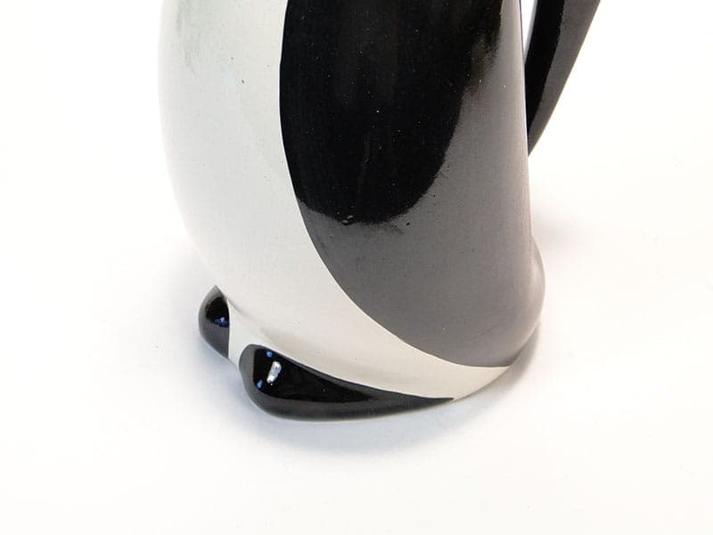Dzbanek do napojów Pingwin, czarny biały, fajans, proj. J. Sowiński, Włocławek, Polska, lata 60. - 222358