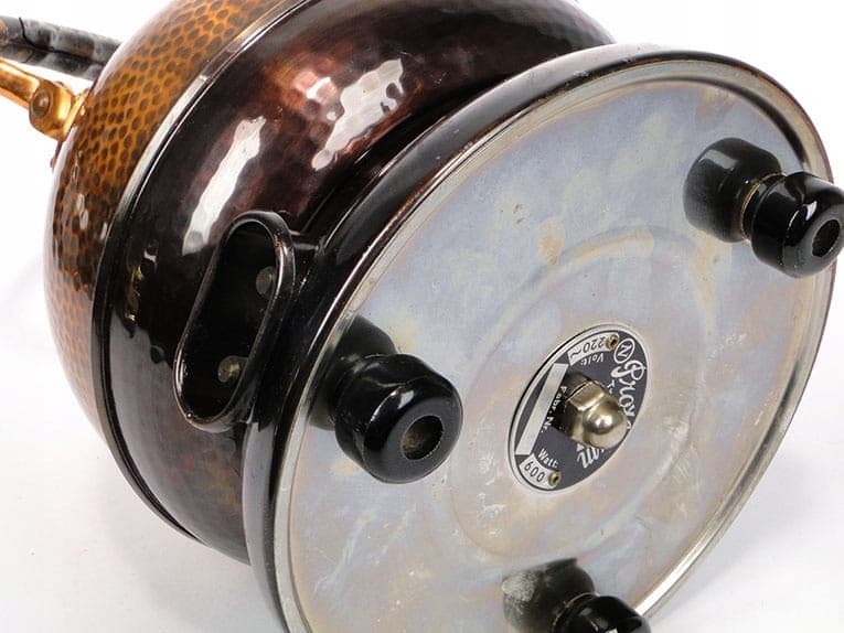 Dzbanek elektryczny Art déco, miedź brązowy, bakelit ciemnobrązowy, Niemcy, lata 30. - 222370