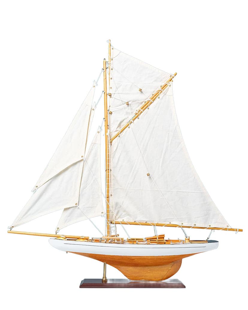 Model jachtu Shamrock, brązowy, drewno, Dania, lata 80.