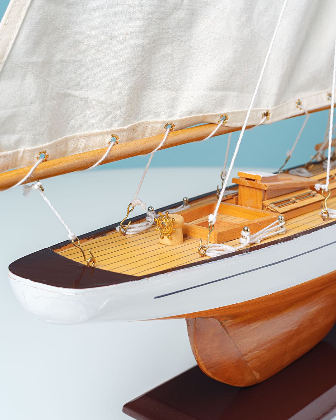 Model jachtu Shamrock, brązowy, drewno, Dania, lata 80. - 222395