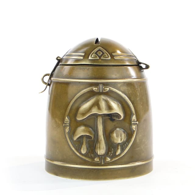 Art Nouveau coin bank, golden brass, Austria, early 20th c. - DIMENSION