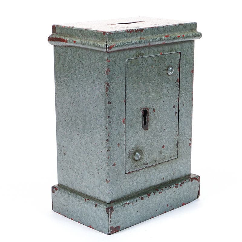 Skarbonka sejf, szary, metal, Polska, lata 50. - 222464