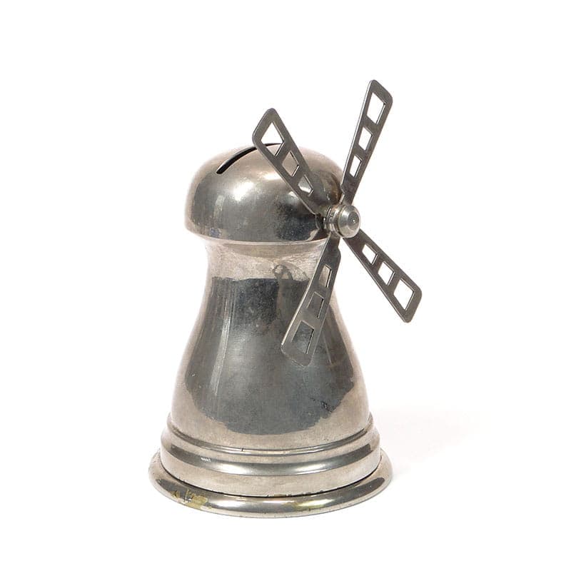 Piggy bank windmill, silver, brass, Netherlands, early 20th c. - 222480