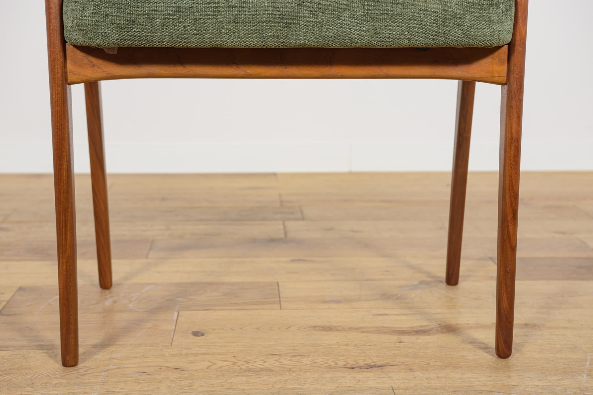 Stool, brown teak, olive fabric, Denmark, 1960s. - 222495