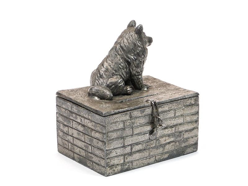 Skarbonka z wilczkiem, metal srebrny, proj. J. Sopyło, Ukraina, lata 20. - 222521