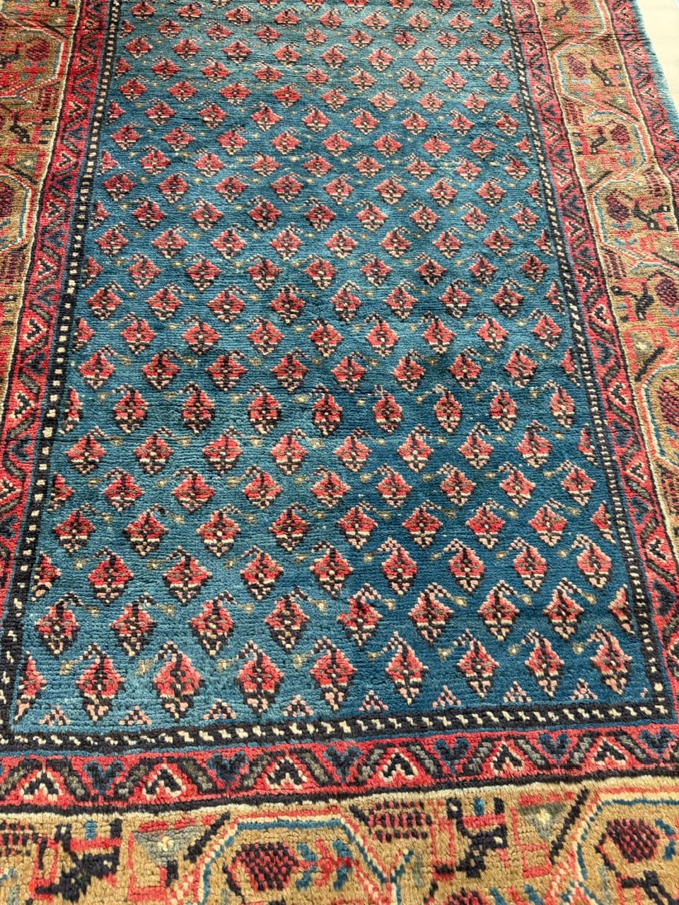 Dywan chodnik Keshan 310x120 cm, niebieski, wełna, Iran - 222543