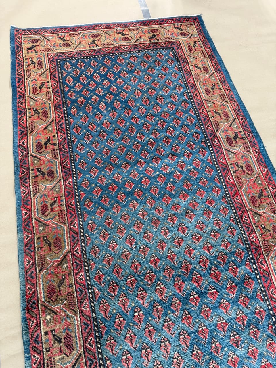 Dywan chodnik Keshan 310x120 cm, niebieski, wełna, Iran - 222536