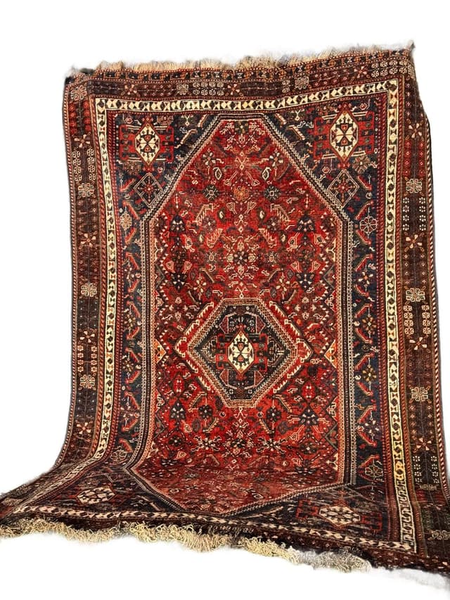 Dywan perski Shiraz 250x160 cm, multikolor, wełna, Iran, lata 50. - WYMIARY