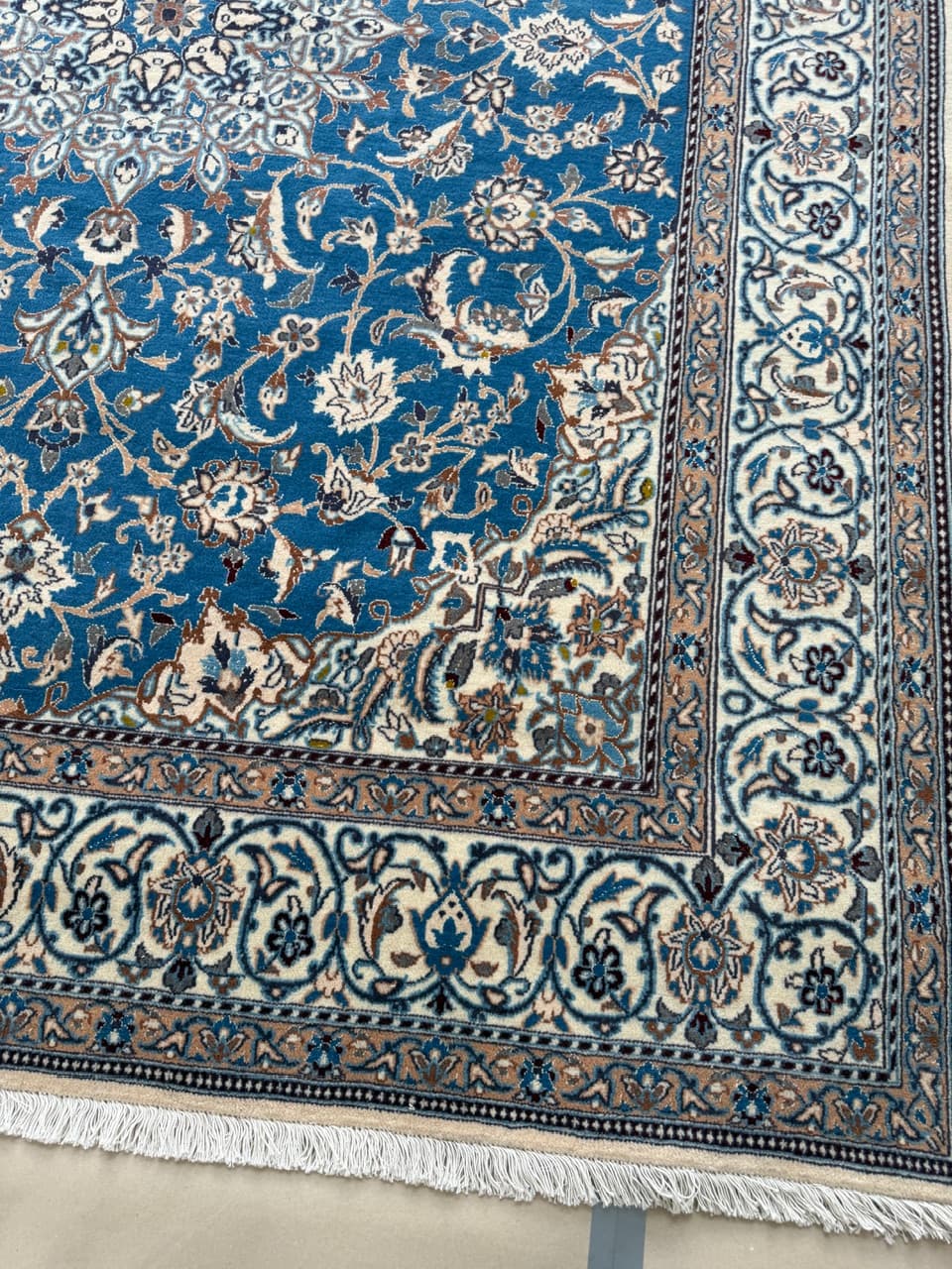 Dywan perski Nain 250x200 cm, niebieski, wełna z jedwabiem, Iran - 222615